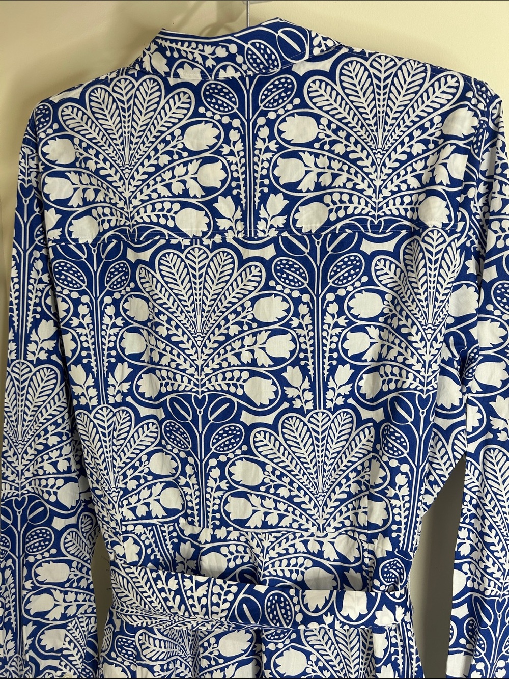 BODEN Blue Floral Long Sleeve Midi Belted Shirt Dress Size 14 - Picture 14 of 16
